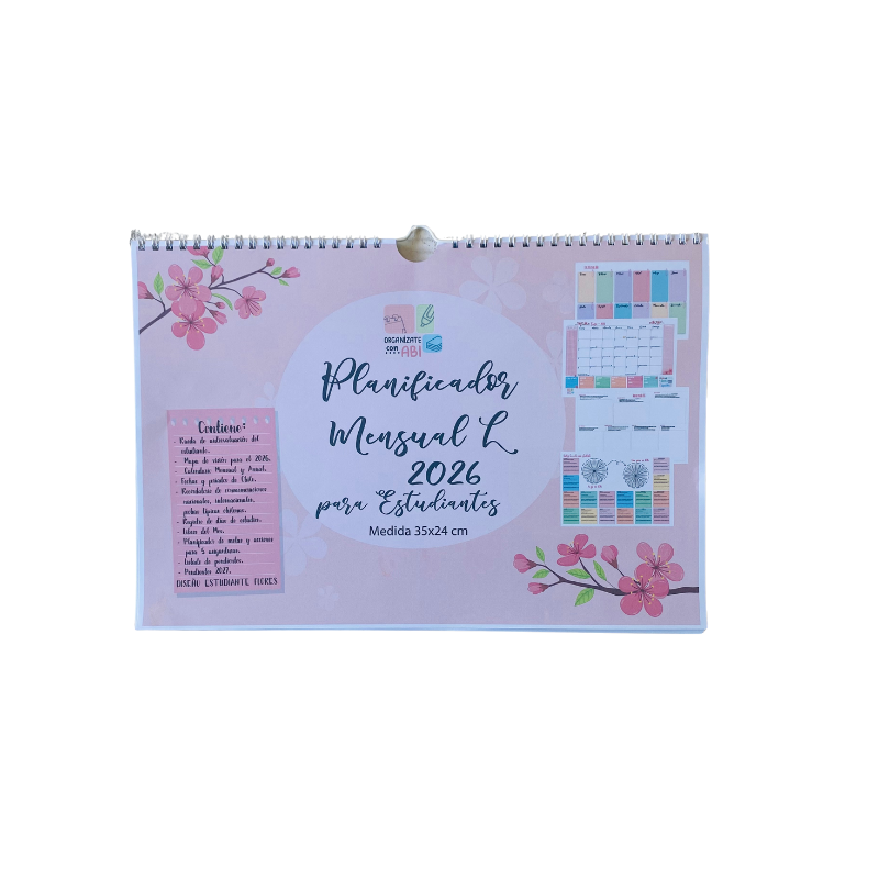 Planificador Mensual Diseño Estudiante Flores 2026