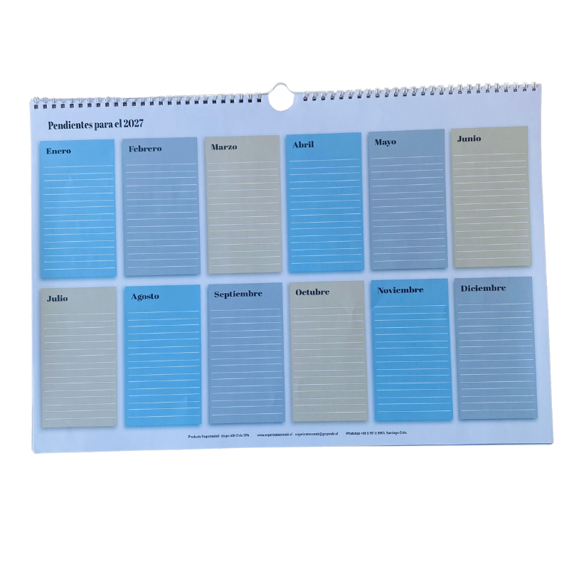 Planificador Mensual Tamaño L Diseño Masculino 2026