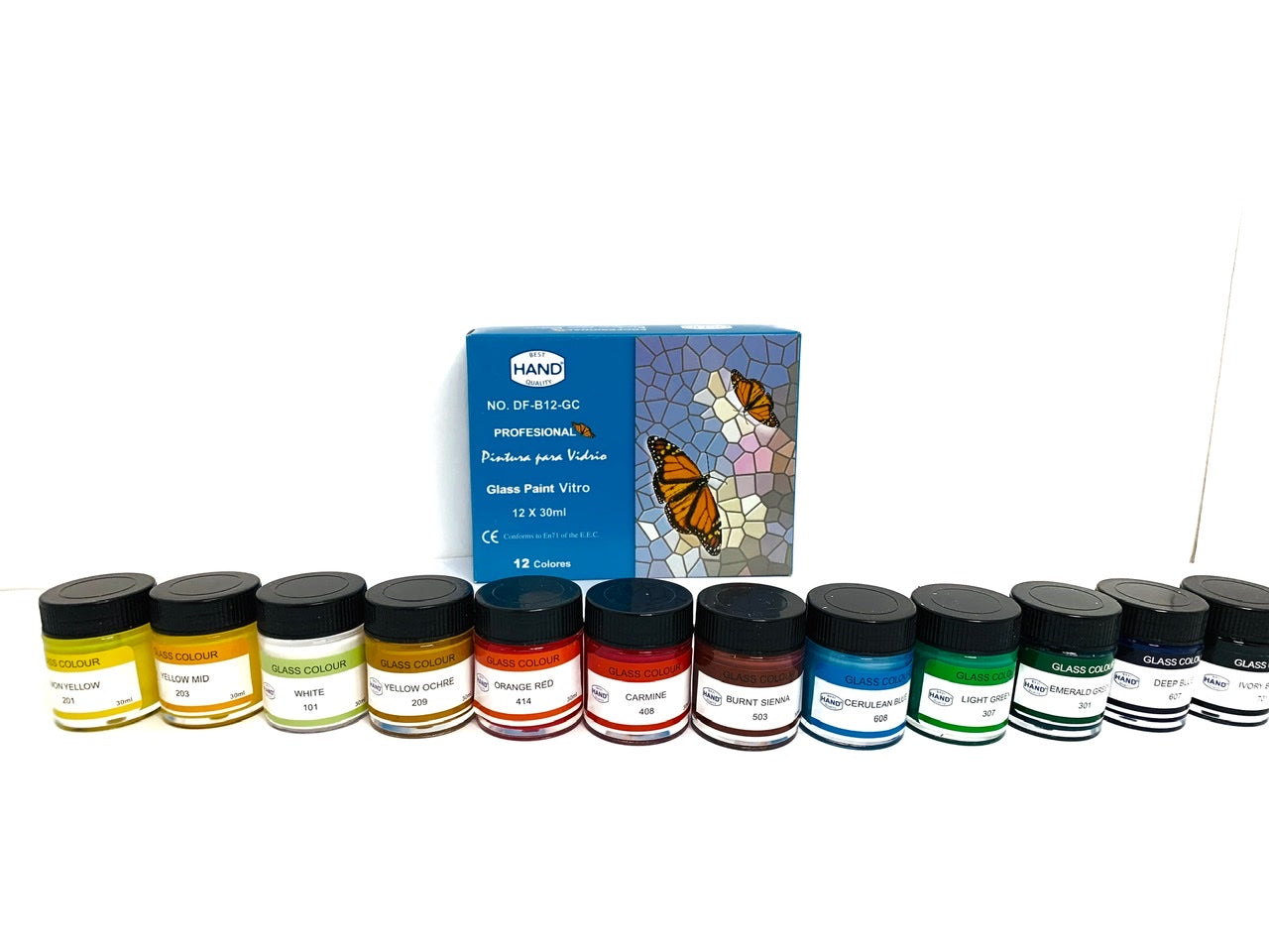 Pintura de Vidrio Profesional 12 colores, 30 ml Hand