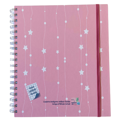 Cuaderno Inteligente Anillado Flexible Estrellas Rosa