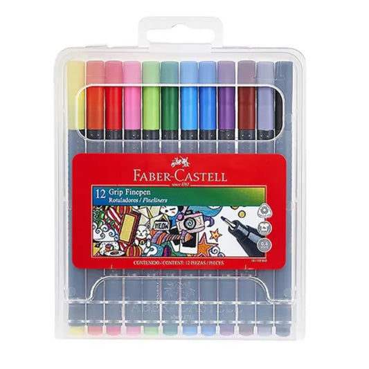 Lápices Tiralíneas Grip Finepen Faber-Castell x12 Colores