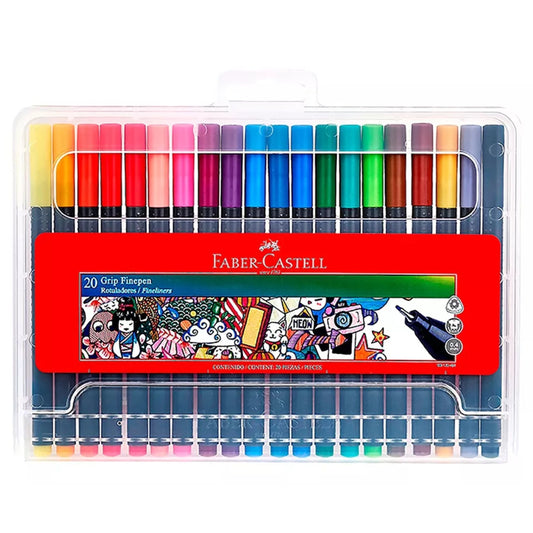 Lápices Tiralíneas Grip Finepen Faber-Castell x20 Colores