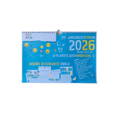 Planificador Mensual Diseño Estudiante Emoji 2026