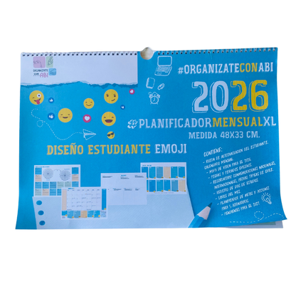 Planificador Mensual Diseño Estudiante Emoji 2026
