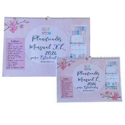 Planificador Mensual Diseño Estudiante Flores 2026