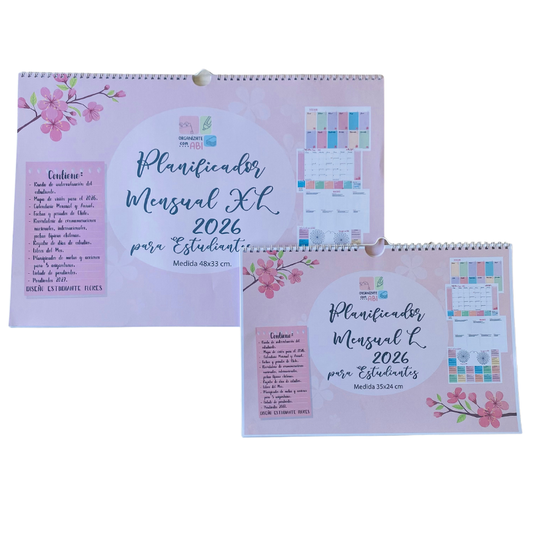 Planificador Mensual Diseño Estudiante Flores 2026