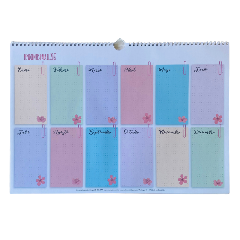 Planificador Mensual Diseño Estudiante Flores 2026